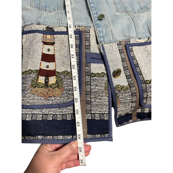 Zara Denim Jacket With Tapestry Lighthouse Design - Picture 5 of 5